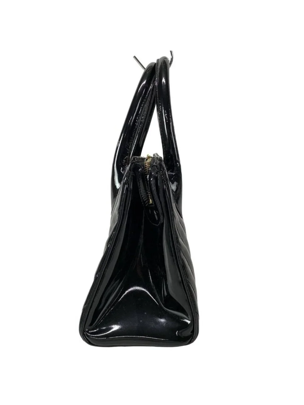 Chanel Handbag Stitch Black Gold Ball Charm Leather